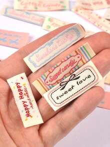 30 buah Label Kain Campuran Acak Bermotif Pita Ukuran 1,5-4,7 cm, Aksesoris Jahit Buatan Tangan untuk Tas, Syal, dan Kerajinan Tangan Lainnya - Campuran Ganda - View 6