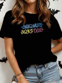 Colorful Words Represent Diversity And Creative Energy, Inspiring Confidence And A Free Spirit-Ideal For Modern Women. Comfortable Casual Women's T-Shirt For Everyday Wear. - 黑色 - 查看 1