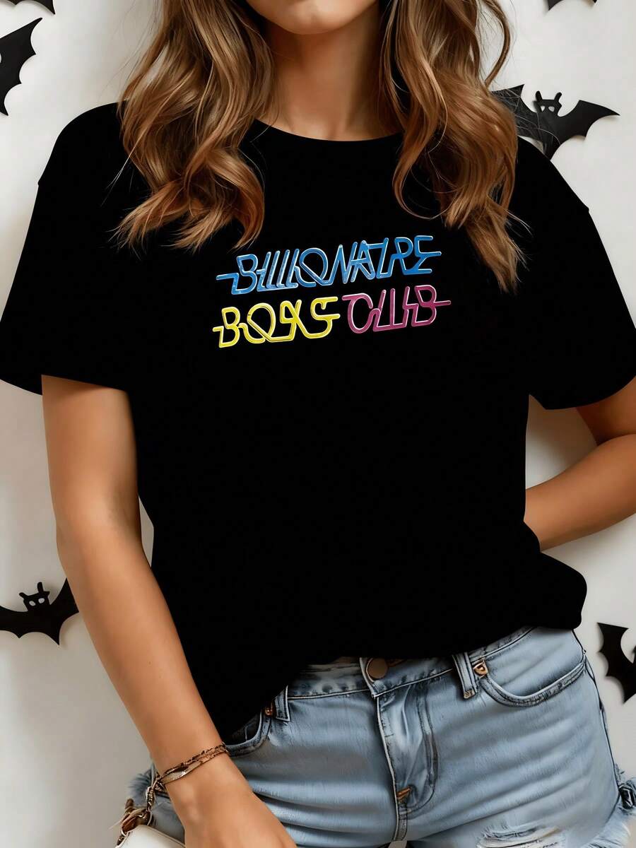Colorful Words Represent Diversity And Creative Energy, Inspiring Confidence And A Free Spirit-Ideal For Modern Women. Comfortable Casual Women's T-Shirt For Everyday Wear. - 黑色 - 查看 1