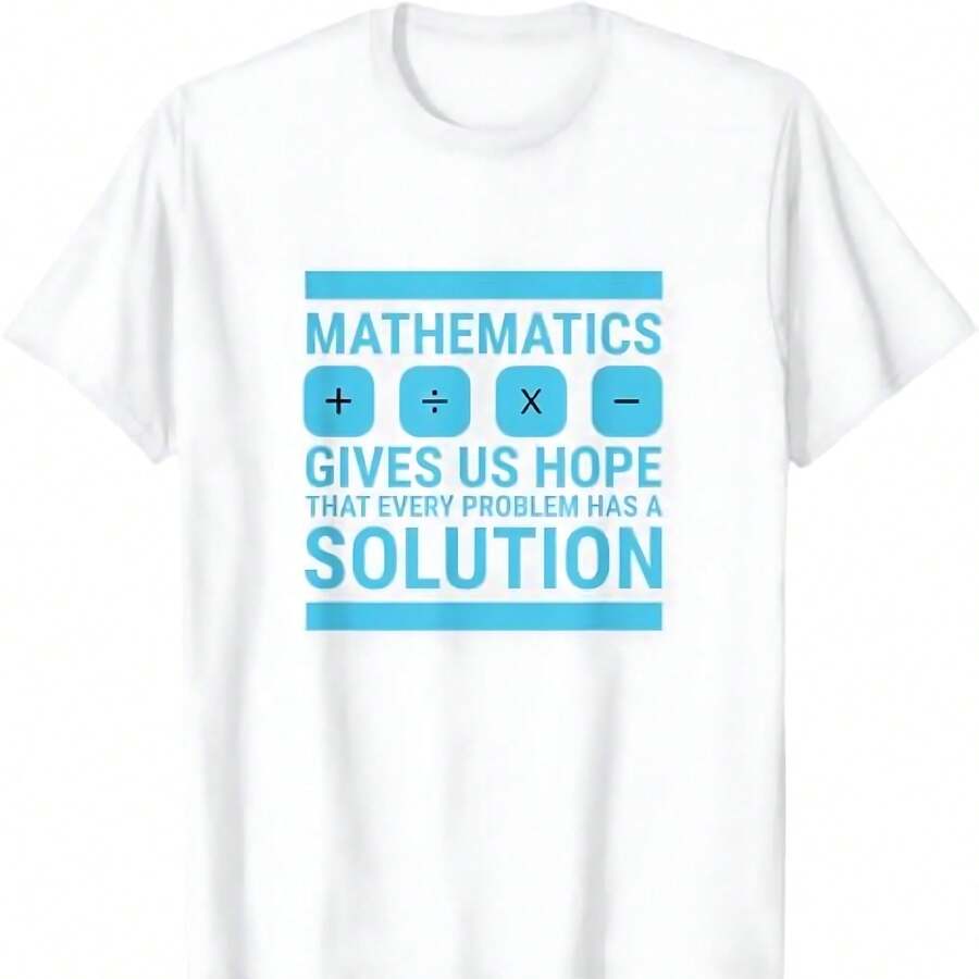 Playera divertida y linda con frase Matemáticas nos dan esperanza, regalo ideal para amantes de las matemáticas, color blanco - Blanco - Ver 1