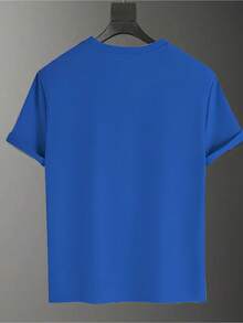 Camiseta de verano para hombre, estilo americano y moderno, estampado de cabeza de león dorada, manga corta, sensación premium moderna y llamativa, adaptada para uso diario casual/deportes al aire libre/fiestas/citas, regalo creativo asequible y sin colisión para novio - azul real - Ver 2