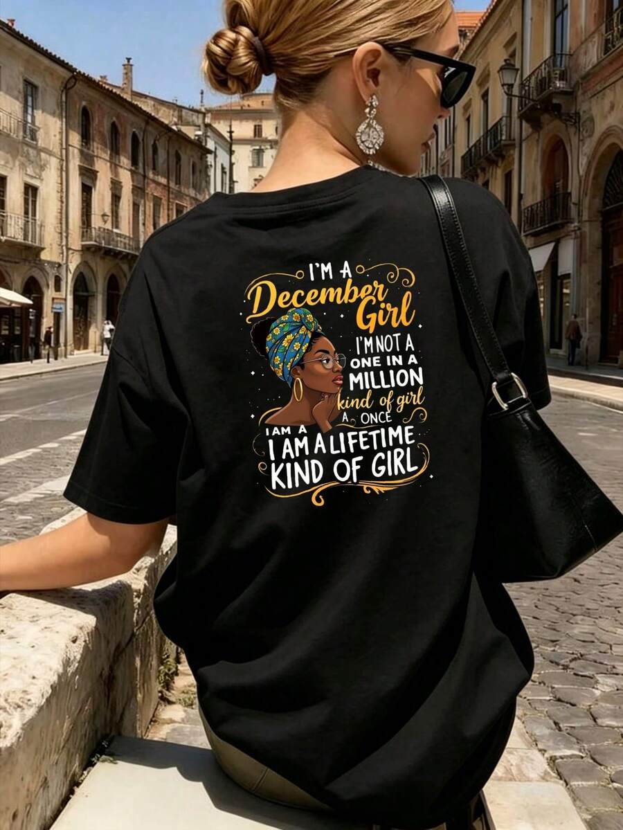 Camiseta Deportiva Casual para Mujer en Negro con Diseño Ilustrativo Colorido - Camiseta Elástica de Cuello Redondo, Lavable aáquina, Ajuste Cómodo y Perfecta para Todas las Estaciones, para el Día a Día. - Negro - Ver 1