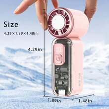 Portable Handheld Turbo Fan With Ice Cooling, Speed (1-199), 1800mAh Rechargeable Battery, 15000RPM Mini Pocket Fan For Travel/Outdoor/Home/Office - A - View 5