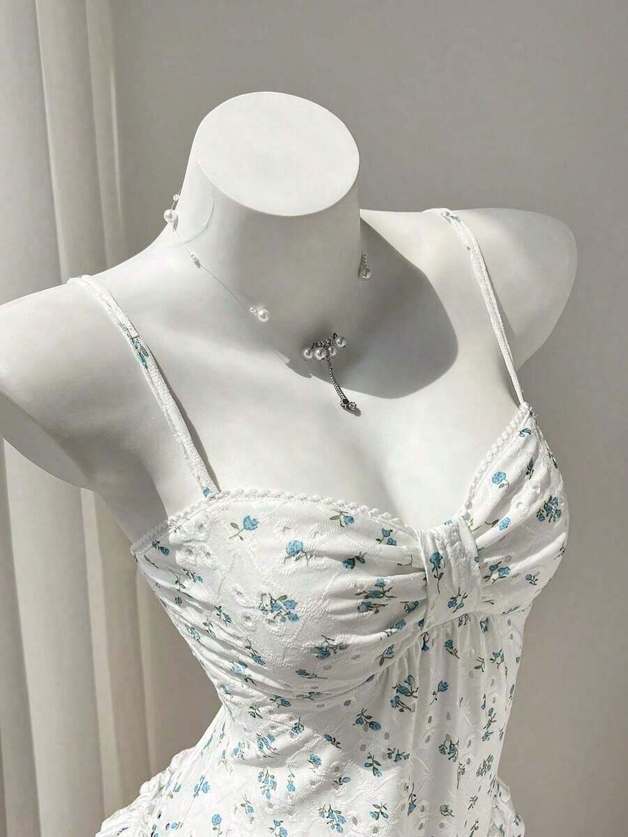 Camiseta ajustada con pliegues en el busto a rayas rosas para el verano - Blanco - Ver 1