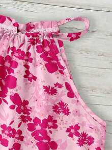 Impresión floral verde retro desgastada, elegante y bohemia minimalista casual, adecuada para festivales de música, atuendos de playa, atuendos de vacaciones, atuendos de verano para mujer, top de tirantes para mujer para primavera/verano - Multicolor - Ver 3