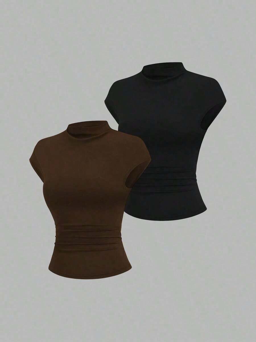 Nueva camiseta de unicolor para primavera/verano, minimalista y versátil, adecuada para ir al trabajo y uso diario - Multicolor 2 - Ver 1