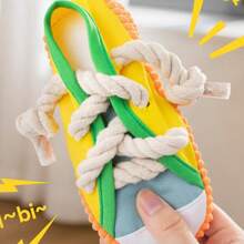 Zapatillas masticables para mascotas, zapatos de peluche con chirrido para perros, juguete para morder de cuerda de algodón para la dentición - Multicolor - Ver 2