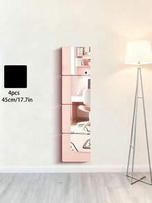 5pcs/Set & 4pcs/Set 45cm*45cm Mirror Wall Stickers, 40cm*40cm Or 20cm*20cm Or 30cm*30cm Acrylic Soft Mirror, Shatterproof Full Length Mirror For Home, Bedroom - Silver - View 9