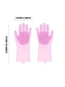 1/2 This Product Is Made Of Silicone And Is Heat-Resistant. It Is Designed To Be Worn When Bathing Cats And Dogs, And Can Also Be Used For Washing Dishes And Cleaning. It Is A Household Kitchen Item As Well As A Pet Product, Offering Multiple Colors. - Multicolor - View 3