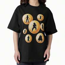 Women's Cotton T-Shirt With Inspired Graphic Print, Casual Short Sleeve Round Neck Tee - 黑色 - 查看 1