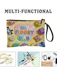 Anxiety Relief Theme Cosmetics And Accessories Organizer Bag - Sensory Friendly Design, Beige Portable Storage Bag Suitable For Small Tools, Supplies, Travel Essentials - Multicolor - View 9