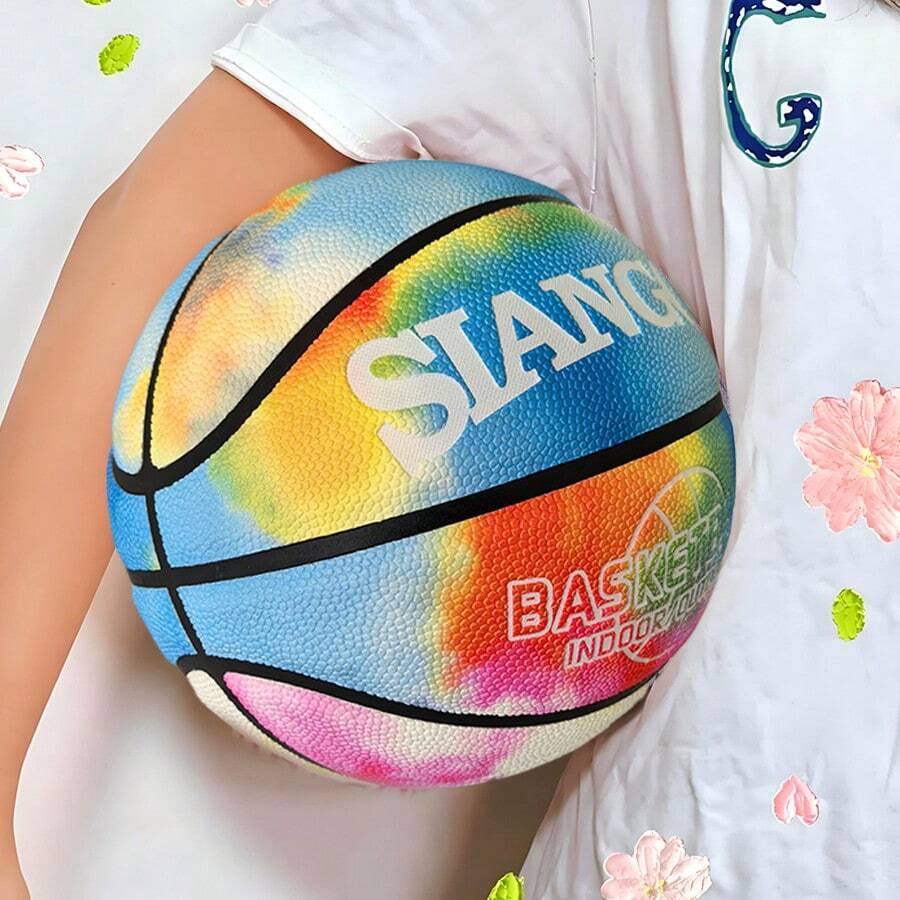 SIANGON 1个PU皮革图案篮球，经久耐用，适合训练，室内外均可使用，男女皆宜，返校季礼物