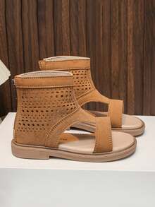 Giày sandal trẻ em kiểu Anh, bốt cổ điển đa năng khoét lỗ cho bé gái, giày bệt đế bằng kiểu La Mã khoét lỗ thoáng khí mới cho mùa hè dành cho trẻ mới biết đi và trẻ lớn. - Lạc đà - Xem 4