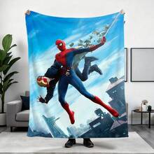 1pc S-Pider-Man Print Blanket,Retro Cartoon Style Throw Blanket,Cartoon Character Printed Blanket,All-Season Universal Nap Blanket,Character Home Decor Blanket,Modern Fashion Gift Suitable For Home Bedroom Bed Sofa Office Lunch Break Cover Picnic Blanket - Nhiều màu - Xem 2