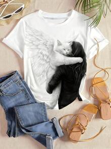 Camiseta de manga corta de color sólido suave para mujer, transpirable para el verano. - Blanco - Ver 11