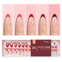 Beetles French Tips Press On Nails: 150 Pcs Pink Short Square Press On Nails Fake Nail Tips - 160 Pcs M Almond-Fierce French - 查看 1