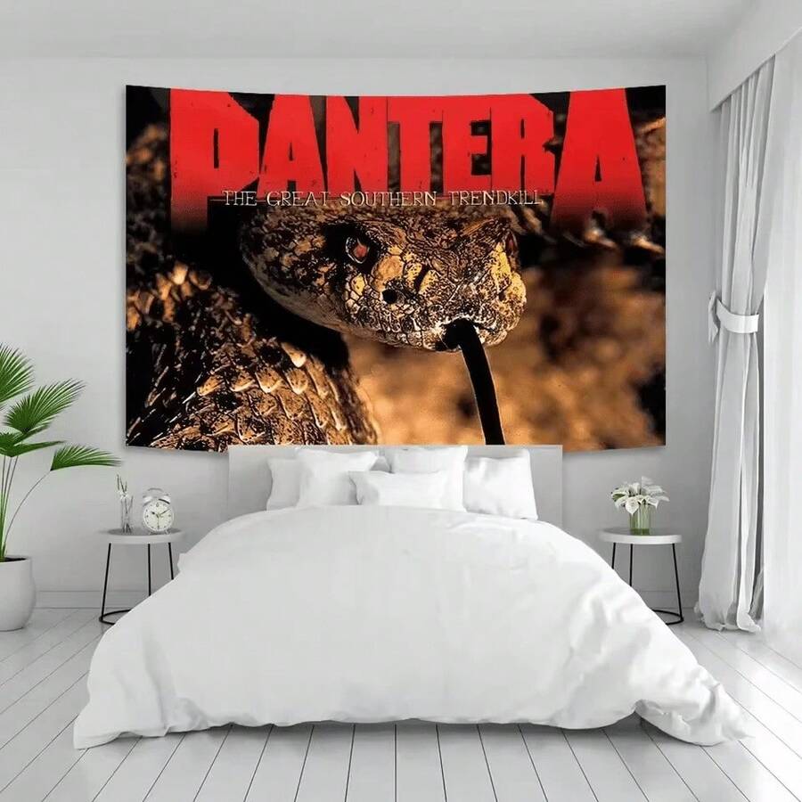 Rock Band Panteras Tapestry Aesthetic Home Decoration Wall Hanging Bedroom Dorm Background Banner Room Club Bar Cafe Decor Gifts (2) - 樣式1 - 查看 1