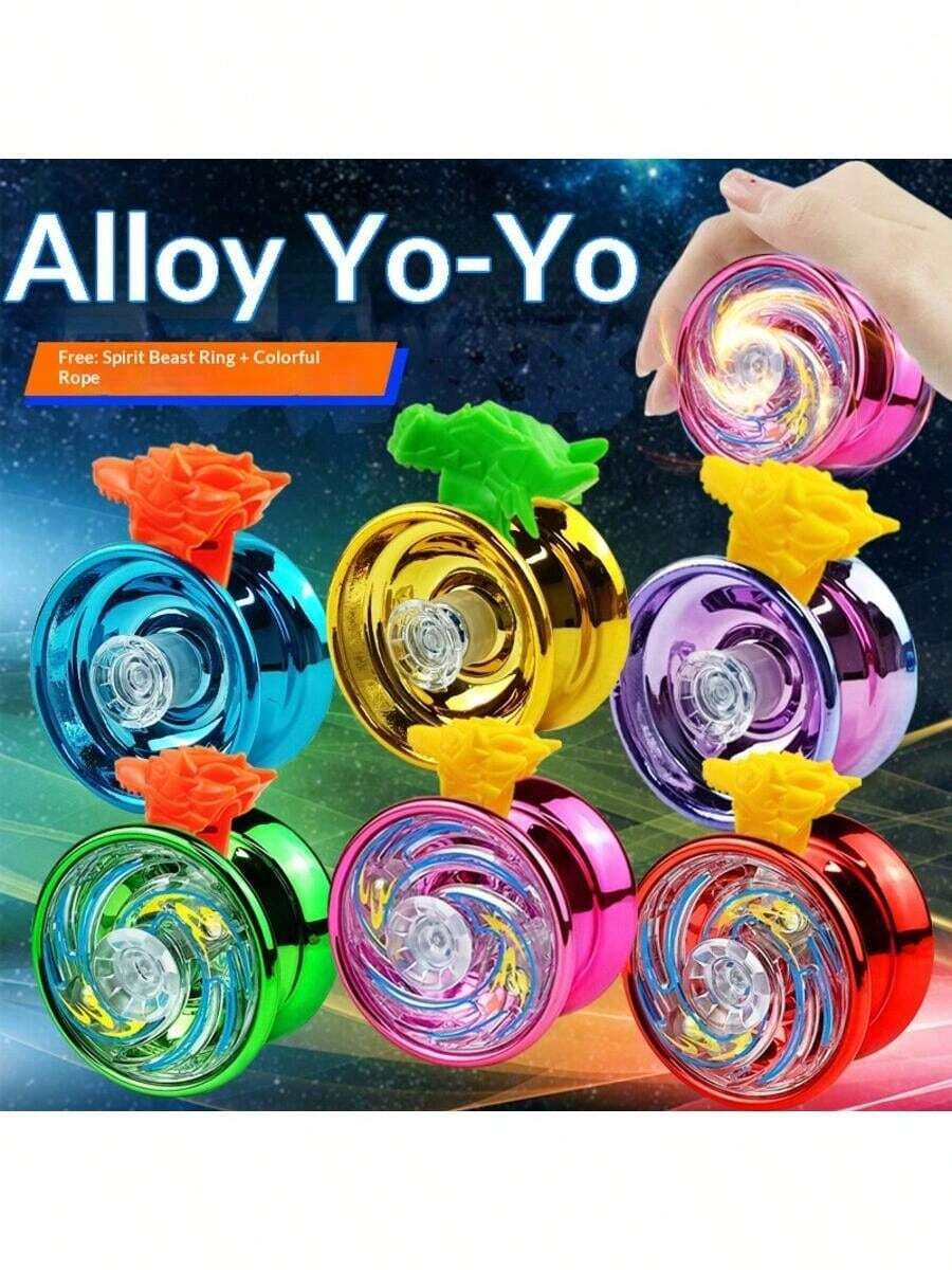 Beginner And Teenager Alloy Yo-Yo Toy - Outdoor Game And Hand-Eye Coordination Development Christmas Halloween Gift, Spinning Toy - Durable Metal Gyroscope - Perfect For Outdoor Play And Cool Tricks. Random Color - Multicolor - View 1