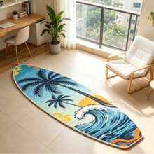 1pc Summer Surfing Shaped Rug, Decorative Carpet, Bedroom Decor, Small Rug, Carpet, Home Decor, Living Room Carpet, Small Living Room Rug, Bedroom Rug, Living Room Home Decor, Outdoor Rug, Washable Carpet - Multicolor B - View 4