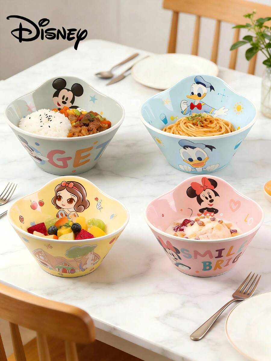 1 chiếc bát melamine chịu nhiệt và chống vỡ 460ml (15.5oz), in hình hoạt hình Disney Mickey, Donald Duck, Bạch Tuyết với họa tiết hoa sáng tạo, bát dùng nhiều lần cho tiệc tùng, ăn sáng, ăn sáng, ăn nhẹ, ăn trái cây, món quà lý tưởng cho sinh nhật, tựu trường, đám cưới, ngày lễ. - Nhiều màu - Xem 1