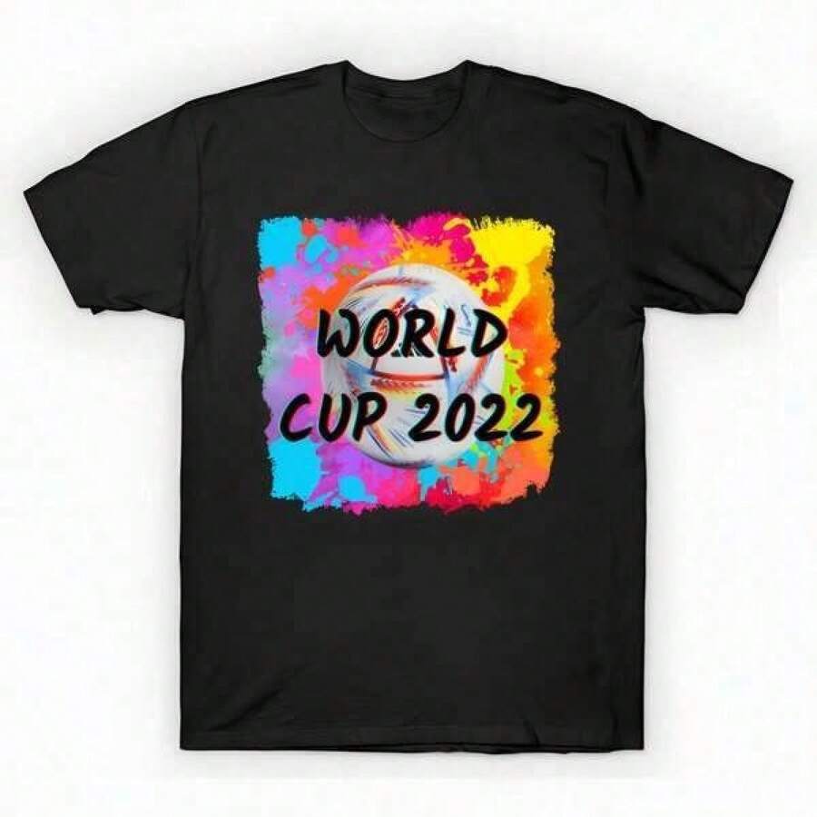 World Cup Qatar 2022 T-Shirt unisex de la de algodón puro de alta densidad de 220 g. C-AmiS-eta uniS-ex 100 % aL-Godón de - Tejido de alta densidad. Apta para todo tipo de perS-onas, ya sean mujeres o hombres. Tejido duradero de alta C-Alidad apto para todas las estaciones, suave al tacto pero duradero. Tops transpirables. Conjuntos de otoño para mujer. Conjuntos de vaC-Aciones para mujer. Disfraz de Halloween para mujer. - Negro - Ver 1