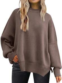Women's Long Sleeve Sweater, Minimalist Sweater, Elegant Fit, Casual Everyday Wear, Suitable For Carnival, New Year's, Valentine's Day - 咖啡棕 - 查看 3