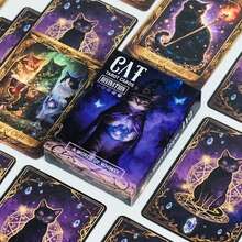 50 piezas Cartas de Tarot de Adivinación de Gato Mágico - Tablero de Juego de Adivinación, Accesorio Interactivo Divertido para Formación de Equipos, Reuniones, Fiestas Familiares - Multicolor - Ver 3