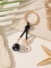 Evil Eye & Daisy Keychain Bag Charm, Braided Rope Key Ring Pendant For Women Handbag Accessories - Pendant Keychain - View 8