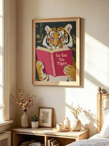 1件裝 Go Get Em Tiger 海報 虎圖案閱讀印花圖畫 鼠首讀書藝術繪畫 動物牆面藝術 趣味牆面裝飾 勵志牆面藝術品 客廳牆面裝飾 無框 - 卡通 - 查看 17