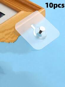 Bộ 10 móc treo tường không cần khoan, liền mạch, dùng cho phòng tắm và nhà bếp, giá treo phụ kiện, móc treo khăn, khung ảnh, móc chìa khóa. - Trong sáng - Xem 6