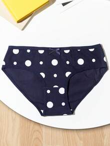 6pcs Women's Low-Waist Panties, Cotton Soft Fabric, Colorblock Polka Dot Design, Fashionable Sporty Casual College Style Underwear Set - Multicolor - View 5