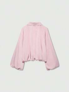 Long-Sleeved Bomber Jacket With Turn-Down Collar And Zipper, Casual Style For Spring, Pink - Black - View 2
