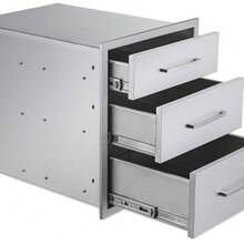 Weatherproof Stainless Steel Outdoor Kitchen Drawer  Built-In Storage Cabinet For BBQ Island & Patio Grill, - Three-layer 18" W X 21" H X 23"D - View 1