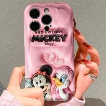 Officially Licensed Disney Mickey And Friends Phone Case, This Protective Phone Case Features A Lovely Plush‑Style Print Of Minnie Mouse And Daisy Duck In Pajama Outfits, Taking A Selfie With Heart‑Lip Print Above Them On A Soft Pink Background, Marked With "Disney Mickey And Friends" Lettering, Made With Flexible, Durable TPU Material To Resist Scratches, Bumps And Minor Impacts, With A Raised Camera Frame For Lens Protection, Slim Lightweight Build For Easy Portability, Compatible With IPhone 17, 16, 15, 14, 13, 12, 11 Pro Models, A Cute Gift Choice For Best Friends And Disney Fans. - trắng - Xem 1