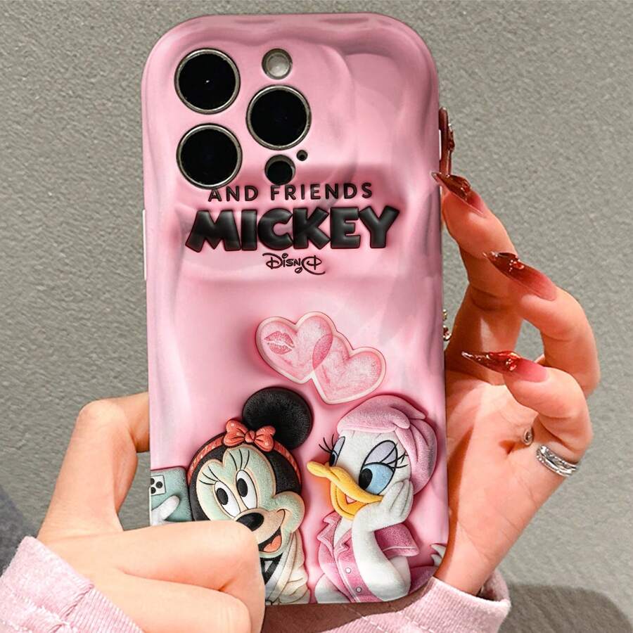 Officially Licensed Disney Mickey And Friends Phone Case, This Protective Phone Case Features A Lovely Plush‑Style Print Of Minnie Mouse And Daisy Duck In Pajama Outfits, Taking A Selfie With Heart‑Lip Print Above Them On A Soft Pink Background, Marked With "Disney Mickey And Friends" Lettering, Made With Flexible, Durable TPU Material To Resist Scratches, Bumps And Minor Impacts, With A Raised Camera Frame For Lens Protection, Slim Lightweight Build For Easy Portability, Compatible With IPhone 17, 16, 15, 14, 13, 12, 11 Pro Models, A Cute Gift Choice For Best Friends And Disney Fans. - trắng - Xem 1
