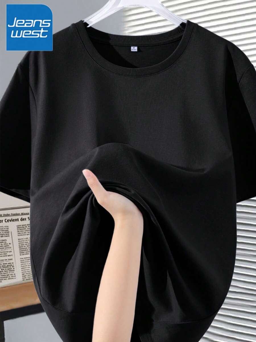 Camiseta de manga corta de talla grande para mujer , nueva ropa de verano popular para mujer de talla grande, corte holgado, 100% algodón puro, suave - fácil de usar, lavar y cuidar. - Negro - Ver 1