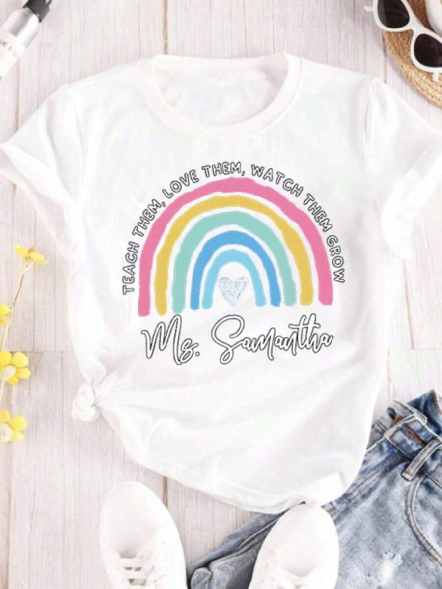 Women's Classic Fitted T-Shirt With Y2K Print, Crew Neck - Size - Red T-Shirt For Women - Graphic Design T-Shirt With Diamond And Book - Casual Everyday T-Shirt For Teachers And Book Lovers - Valentine's Day And Back To School Outfit - Soft Everyday Top, Teacher's Clothing, Fun Design, Comfortable Fit - Summer Festival Fashion, Adult Crew Neck T-Shirt - 白色-3 - 查看 1