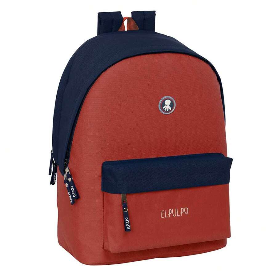 | Double School Backpacks El Pulpo For Laptop And Tablet, Padded Anti-Theft Rear Compartment, Double Zipper Pull On Main Zipper, Front Zipper Pocket, Top Handle, Navy - Option 17 - View 1