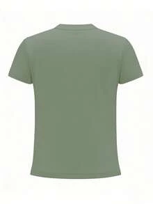 Women's Top For Spring Summer, 100% Casual, Short Sleeve And Round Neck, T-Shirt With Printed Design And Geometric Pattern - Green - View 2