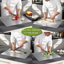 304 Stainless Steel Cutting Board Butcher Block Household Rolling Board Kitchen Supplies, Food Preparation, Meal Prep Tools, Modern Cutting Surface, Sleek Kitchen Tool, Rustresistant Material, Easy To Clean, Versatile Cutting Mat - 銀色 - 查看 9