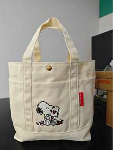 Bolso de lona de gran capacidad, bolso de mano con estampado de Snoopy, bolso de hombro, bolso de moda transpirable, bolso de mamá - A - Ver 9