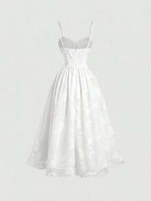 MOD Vestido midi de verano de mujer elegante de unicolor con recortes sin mangas - Blanco - Ver 2