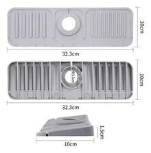 2-In-1 Faucet Drainer Mat For Sink, Dishwasher, Gray - 1 - View 2