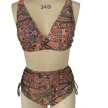 25 Trajes de baño de dos piezas de alta gama para mujer, de cintura alta, sin espalda, bikini estampado, traje de baño de talla grande más vendido. - Color de la imagen - Ver 6