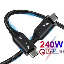 FYRVW 240W USB-C Thunderbolt 3 线缆，40Gbps 传输速度，兼容 15 Pro、外置显卡扩展坞、M1 芯片苹果笔记本电脑，支持 8K 分辨率。 - 黑色 - 查看 7