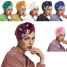 New Arrival, High-End, Elegant Solid Color Headband With Tangled Flower And Pearl Tassel Decor, Pearl Flower Design, Enhances Beauty And Liveliness, Suitable For Evening Gala, Birthday Party And Daily Wear - Multicolor - View 5