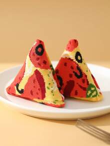 CREATOR SOCKS - 1 đôi tất dài đến bắp chân hình bánh pizza ngộ nghĩnh, thiết kế hộp quà sáng tạo hình bánh pizza dễ thương và độc đáo, thích hợp làm quà tặng bất ngờ cho các dịp sinh nhật/tiệc tùng/ngày gia đình/đám cưới/Ngày của Cha/lễ tốt nghiệp. - Màu vàng - Xem 7