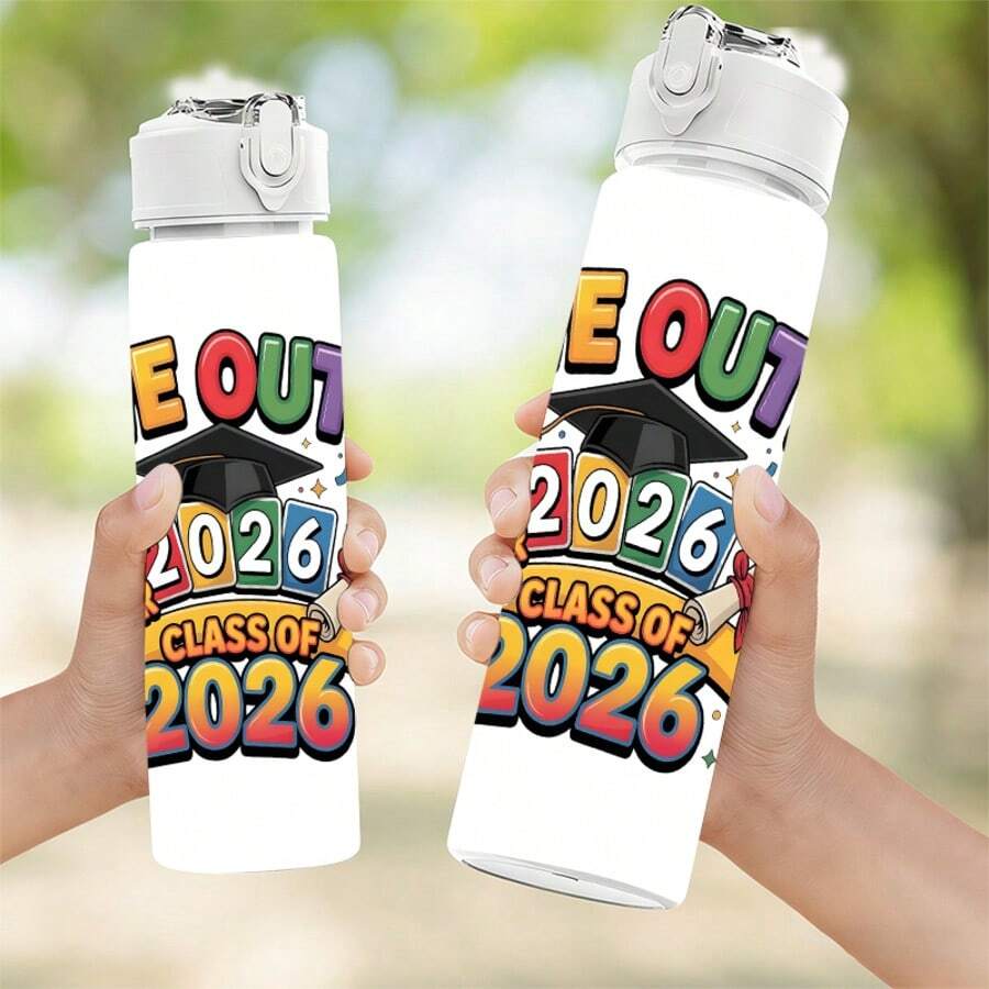 1/5入 25oz 2026畢業主題塑膠水壺,防漏飲水杯附掛繩,適合戶外、旅行、通勤、夏季運動,畢業必備,可愛畢業禮物 - 畢業2 - 查看 1