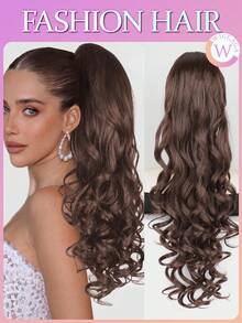 Tóc giả đuôi ngựa WIGGAGA 22 inch màu đen/nâu/vàng/ombre nhiều màu sắc, kiểu sóng tự nhiên, chịu nhiệt, làm từ sợi tổng hợp, có kẹp càng cua, màu đen & nâu, phù hợp cho bé gái và phụ nữ sử dụng hàng ngày và dự tiệc. - màu nâu - Xem 1