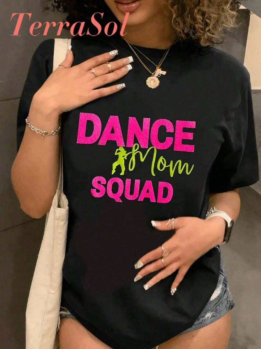 1 Piece. This "Dance" Print T-Shirt Is Perfect For Dance Lovers: A Casual, Pure Cotton Tee Designed For Women. With A Simple Yet Charming Aesthetic Adorned With A Delicate Print, It Features A Classic Crew Neck And Short Sleeves, Effortlessly Capturing The Essence Of Summer Street Style. It Also Makes A Lovely Surprise Gift For Friends And Family. 180g 100% Cotton - 黑色 2 - 查看 1